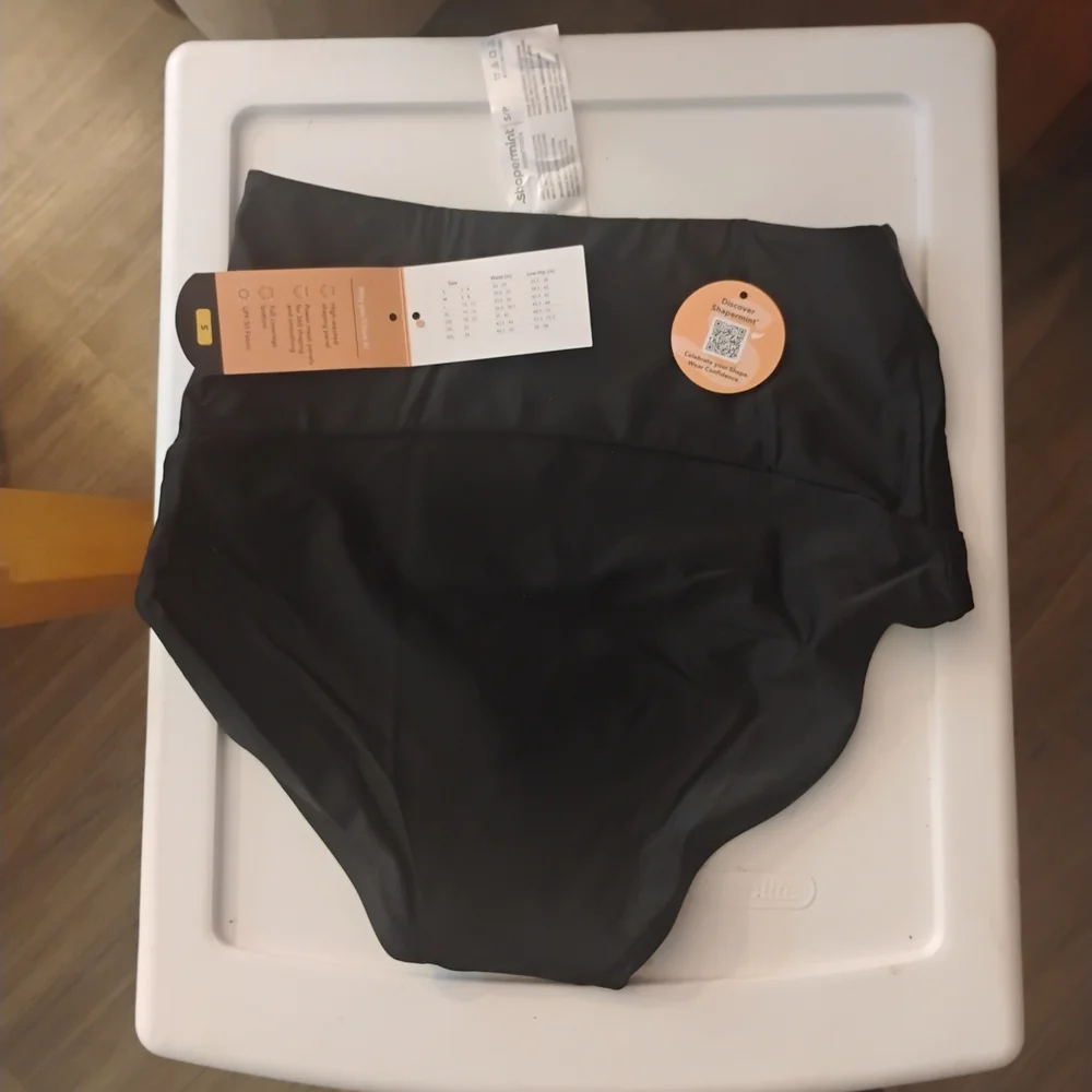 High-Waisted Tummy Control Bikini Bottom - Black - Picture 3 of 11